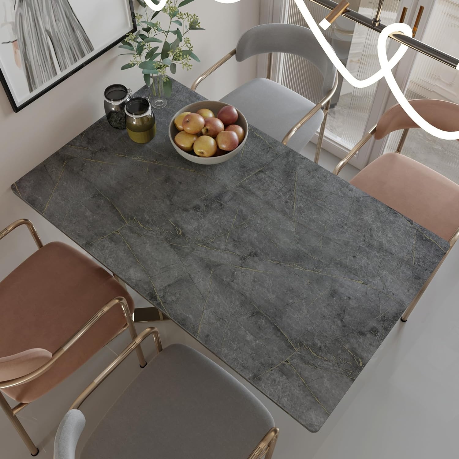 Zelfklevend Marmerlook Behang Donkergrijs Goud 80x9m