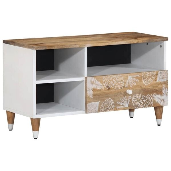TV-meubel 80x33,5x46 cm massief mangohout - 53% Korting