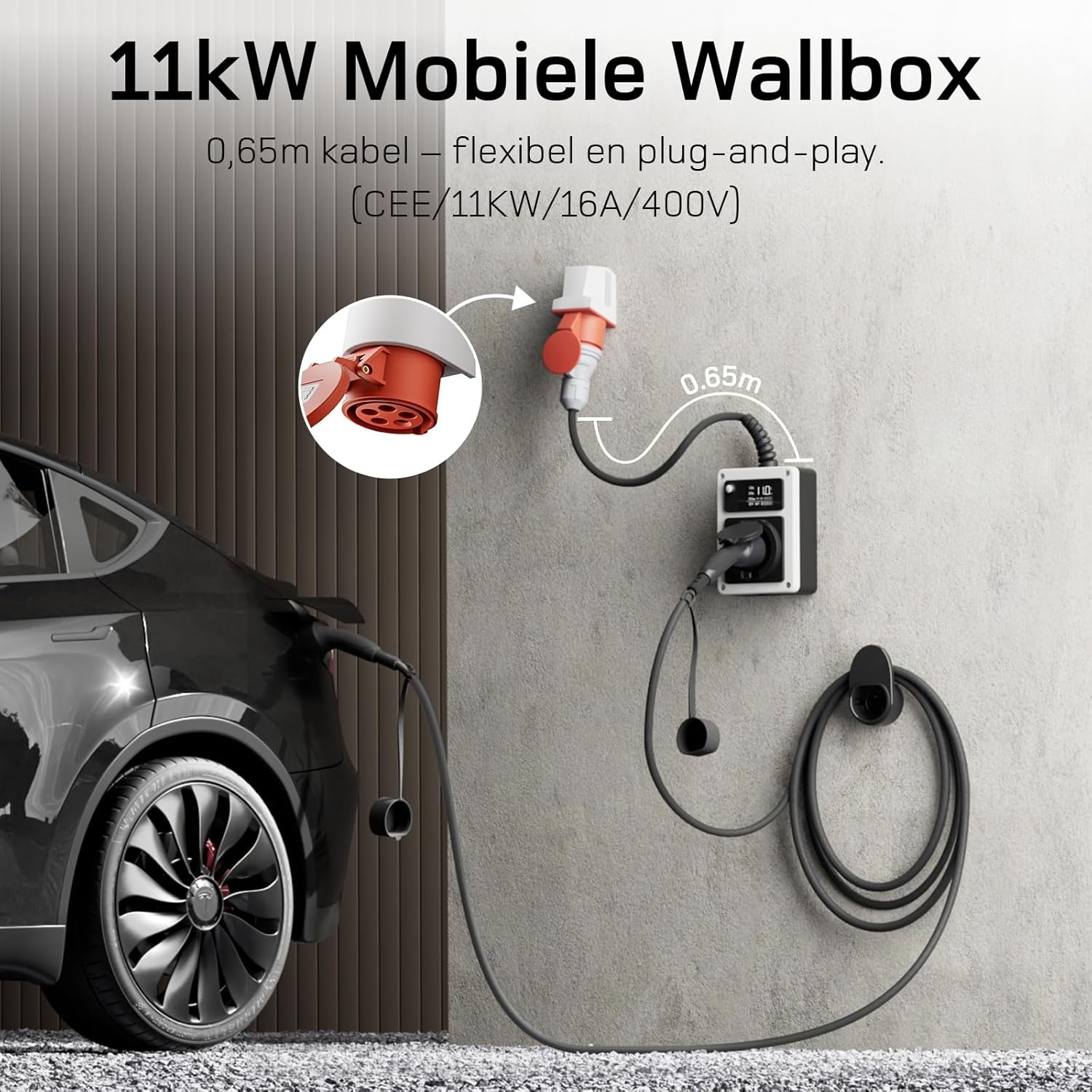 Mobiele EV Wallbox 11kW - CEE 16A Plug, Type 2 | 60% Korting