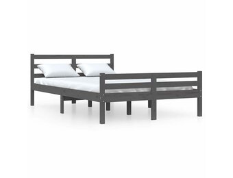 vidaXL Bedframe Massief Hout Grijs 140x200cm - 35% Korting