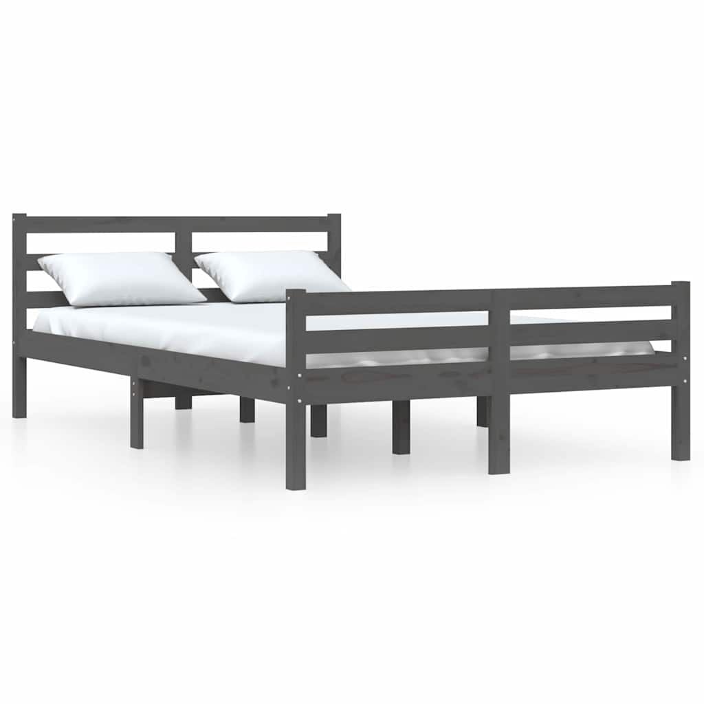 vidaXL Bedframe Massief Hout Grijs 140x200cm - 35% Korting
