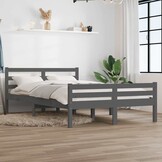 vidaXL Bedframe Massief Hout Grijs 140x200cm - 35% Korting