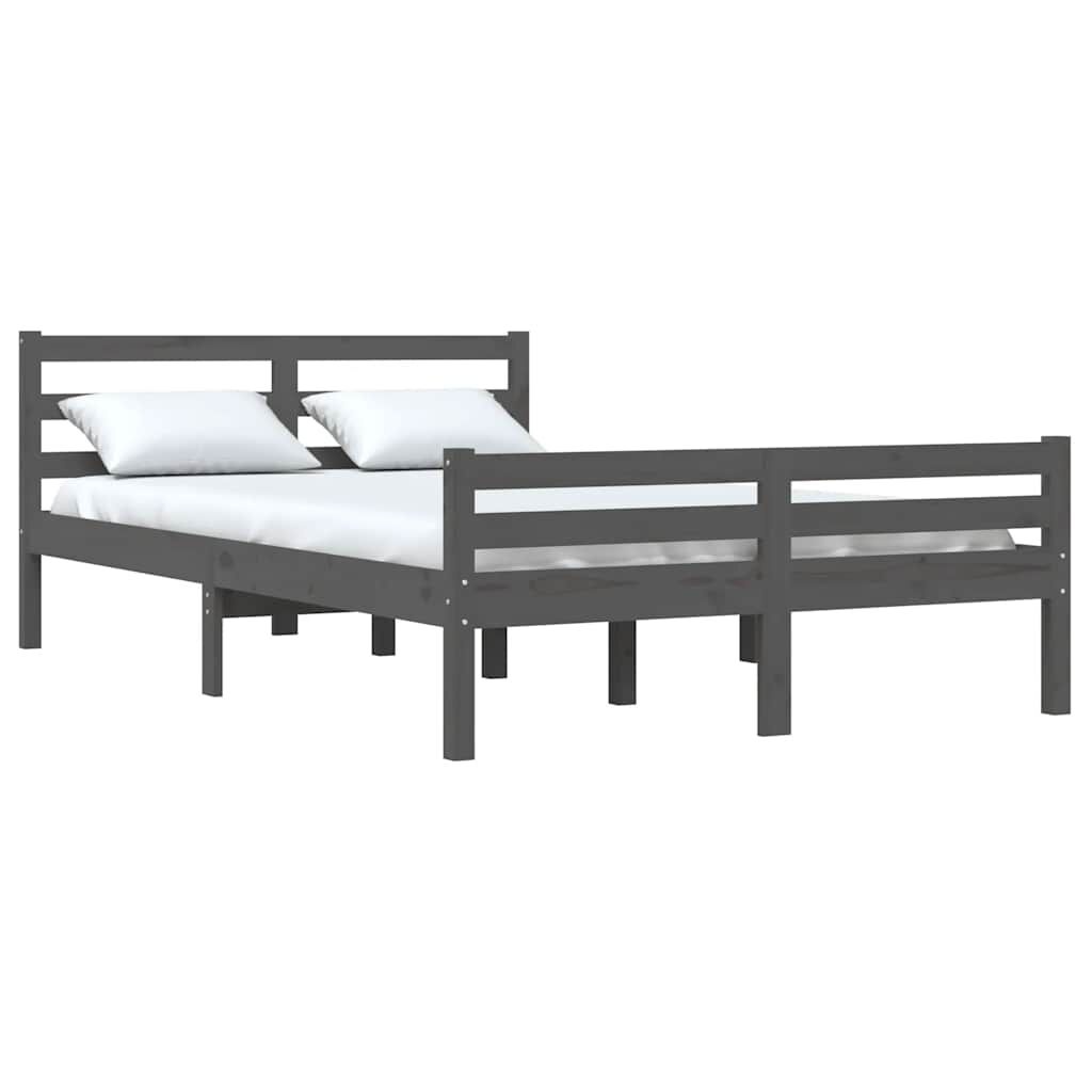 vidaXL Bedframe Massief Hout Grijs 140x200cm - 35% Korting