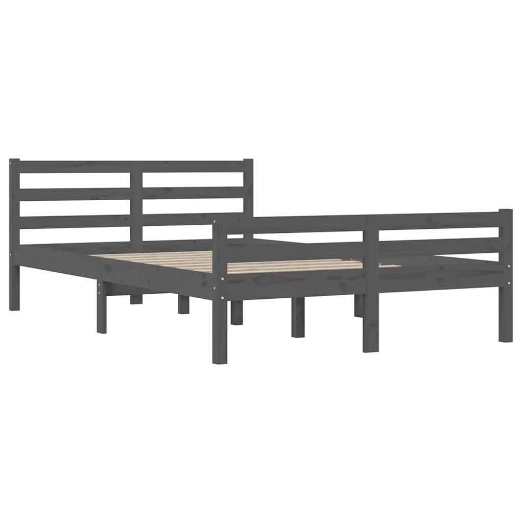 vidaXL Bedframe Massief Hout Grijs 140x200cm - 35% Korting
