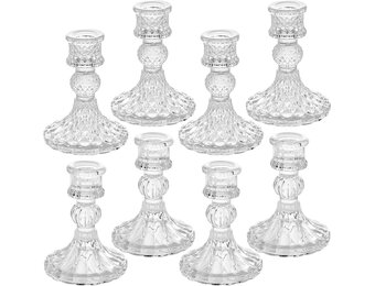 Glazen Kandelaars Set (8 stuks) - 56% Korting!
