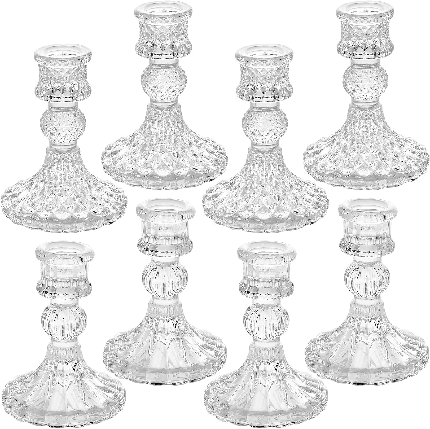 Glazen Kandelaars Set (8 stuks) - 56% Korting!