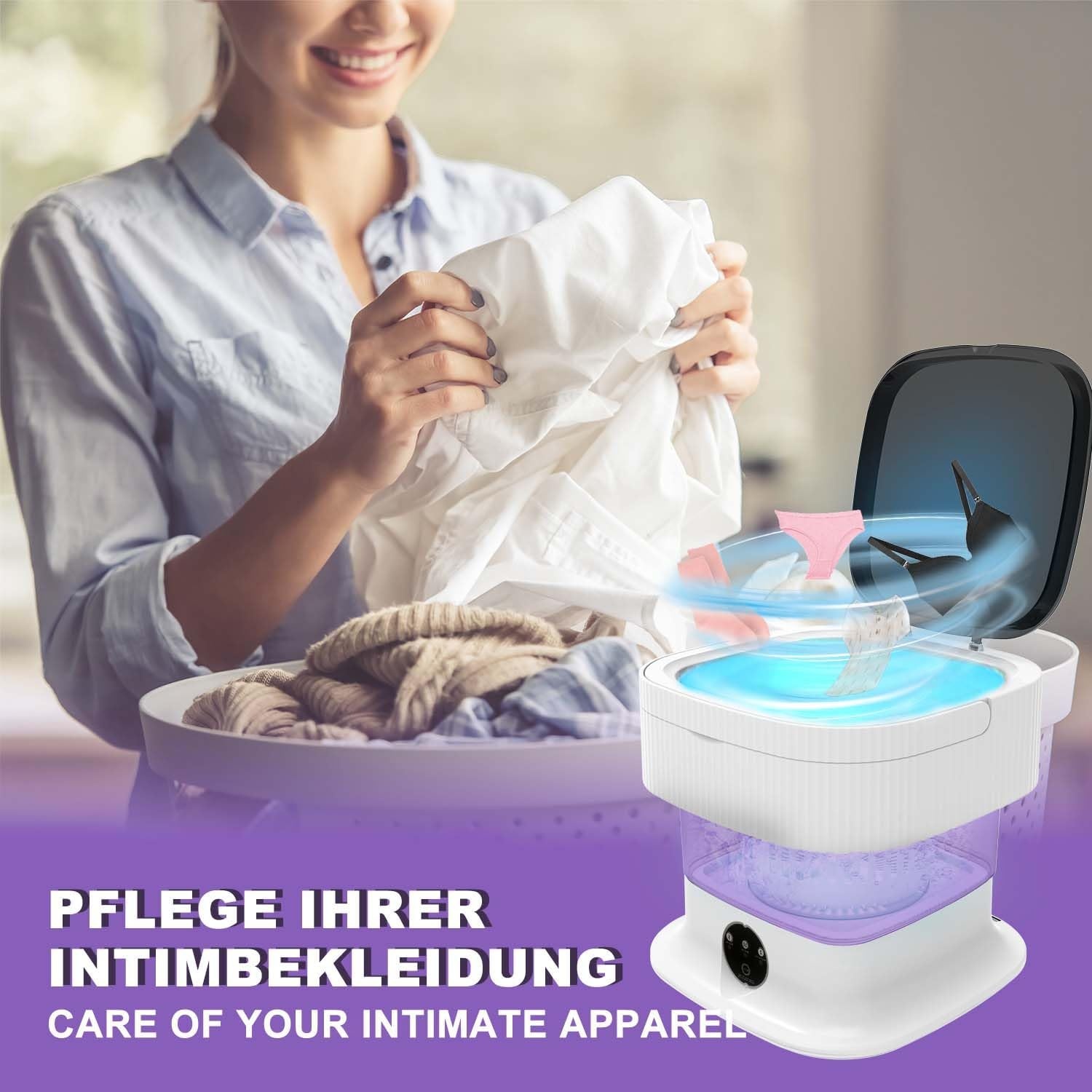 Opvouwbare Mini Wasmachine 11L Paars - 29% Korting
