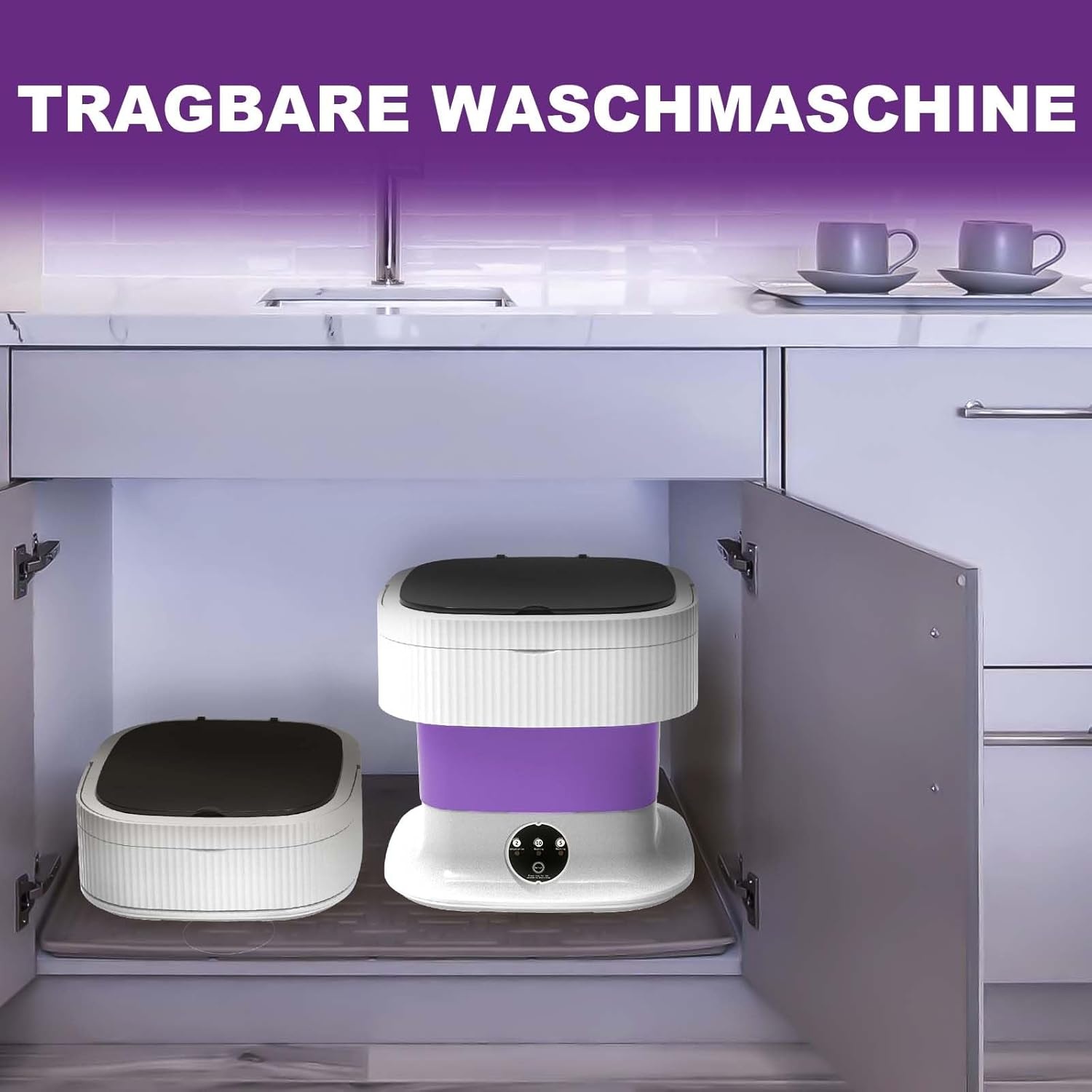 Opvouwbare Mini Wasmachine 11L Paars - 29% Korting