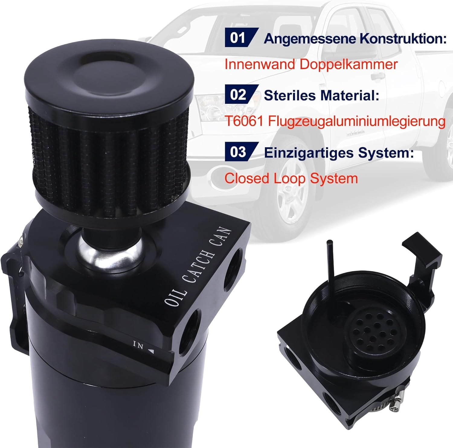 Universele Oil Catch Tank 350ml Aluminium Zwart - Bespaar 28%