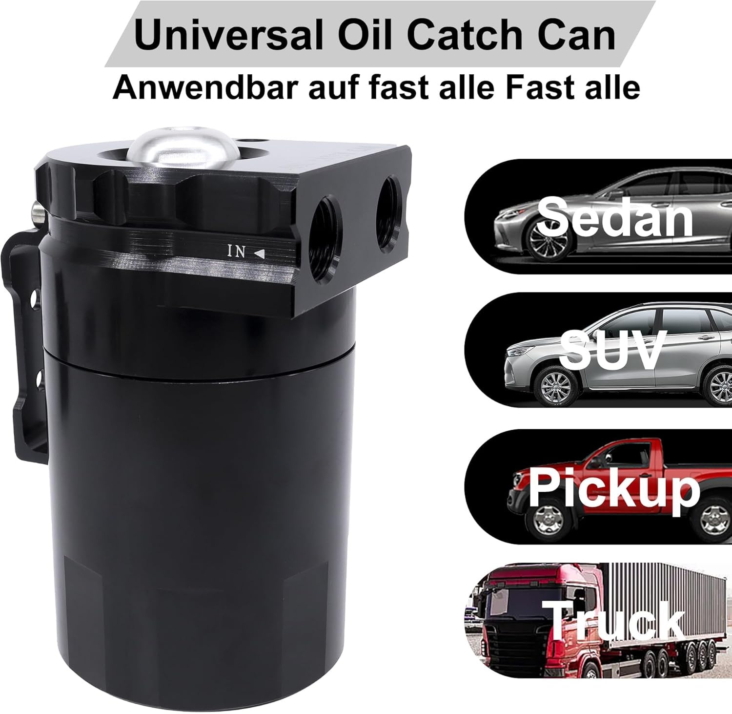 Universele Oil Catch Tank 350ml Aluminium Zwart - Bespaar 28%