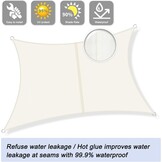 Rechthoekig Zonnezeil 5x5m Crema - Waterdicht, UV-bestendig Polyester