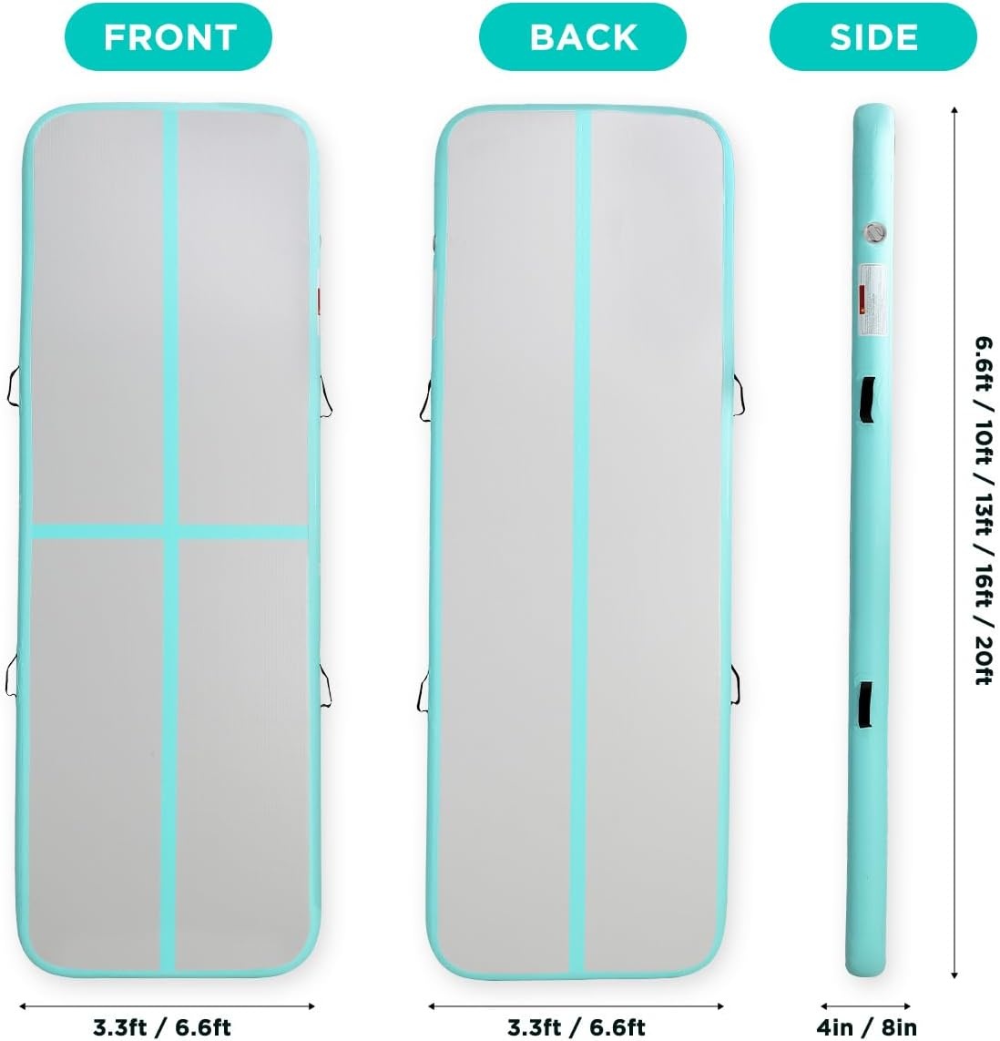 Opblaasbare Tumblingmat 4m x 1m | PVC Fitness Yoga Turnen | 35% Korting