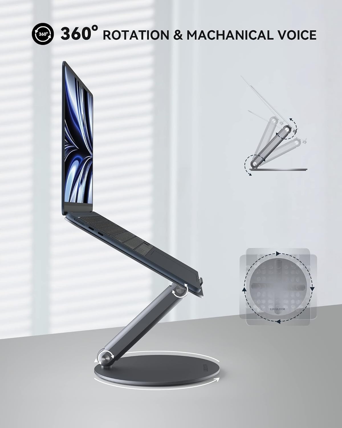 Laptopstandaard Grijs 10-17" - Opvouwbaar & 360° Draaibaar - 29% Korting!