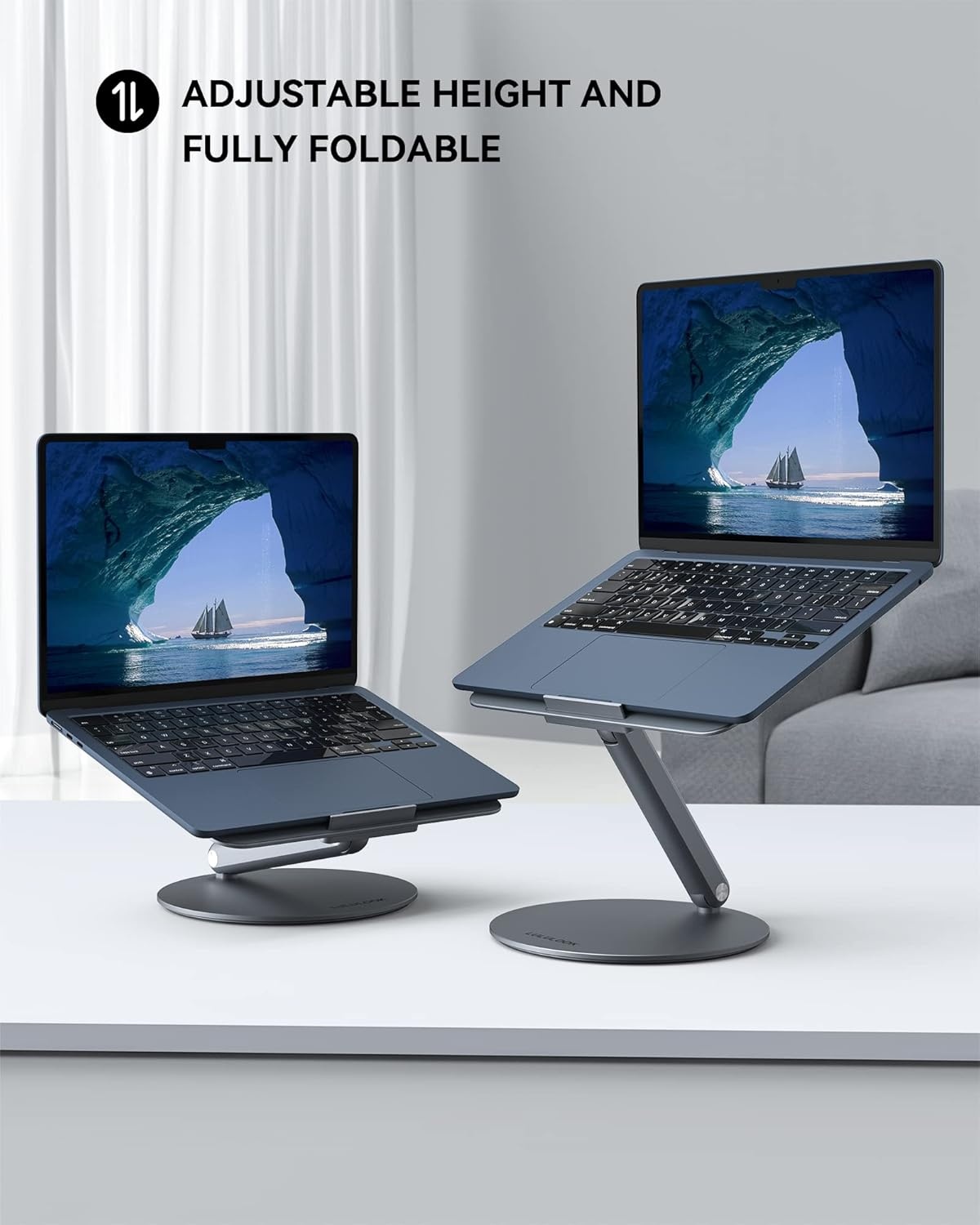 Laptopstandaard Grijs 10-17" - Opvouwbaar & 360° Draaibaar - 29% Korting!