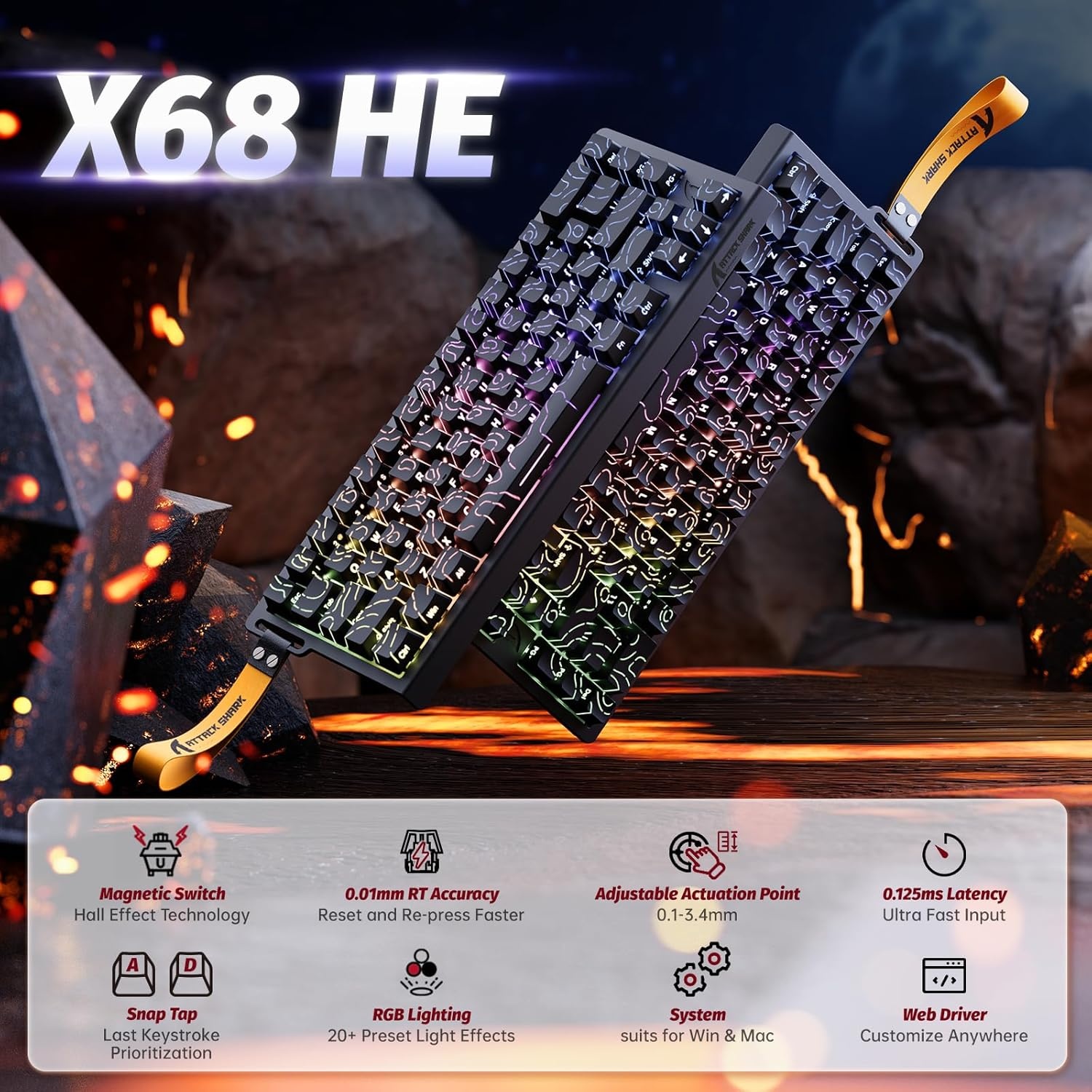 Gaming Toetsenbord 60% Magnetisch met RGB & 34% Korting