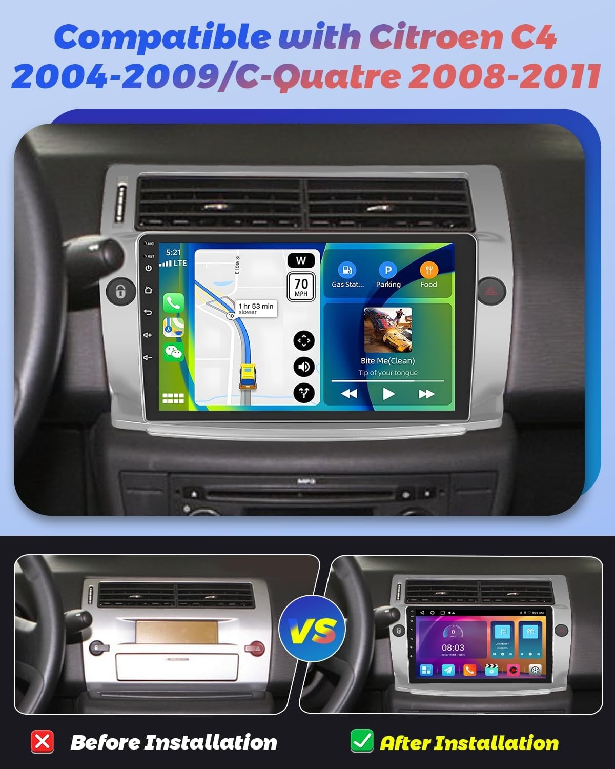 Android 13 Autoradio 9" IPS voor Citroën C4/C-Quatre met 29% Korting