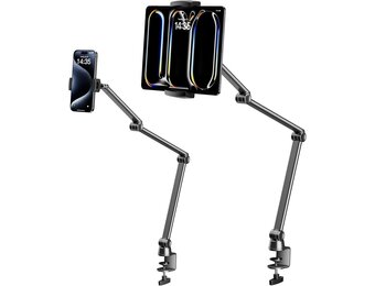 Instelbare Tablethouder voor Bed - Aluminium - 3,5-13 inch - 29% Korting