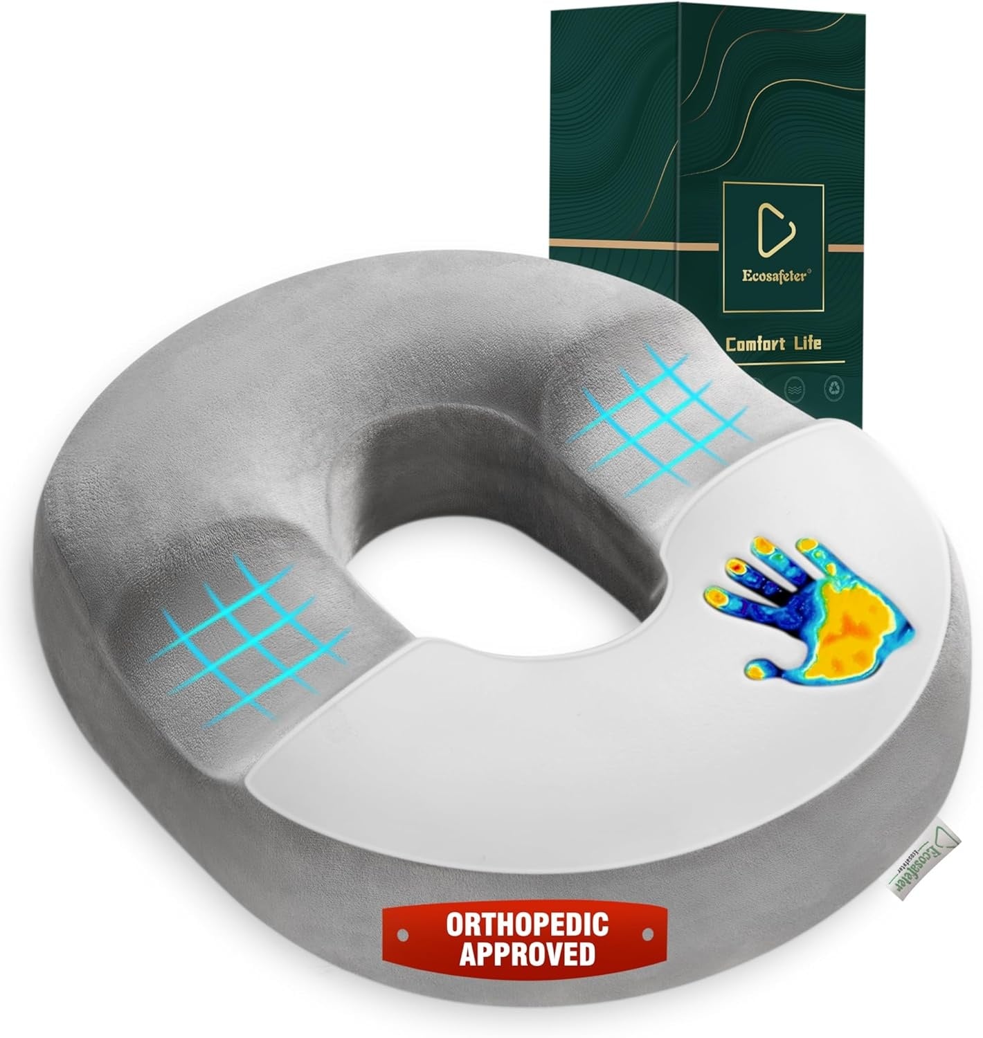 Ergonomisch Traagschuim Donut Kussen | Drukvermindering Rug & Stuitje | Zwart (32% Korting)