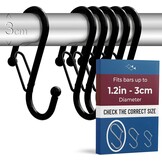 6x S-haken met veiligheidssluiting - Zwart Metaal | 27% Korting