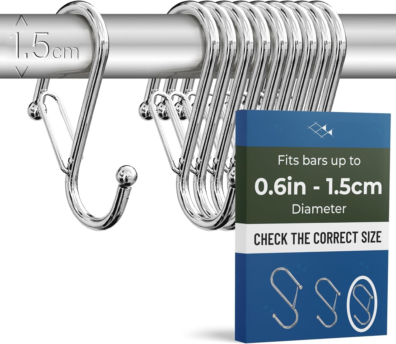 6x S-haken met veiligheidssluiting - Zwart Metaal | 27% Korting