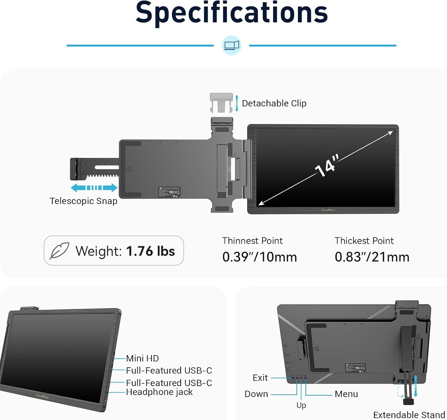 14" Laptopscherm Uitbreiding - FHD 1920x1080 - 67% Korting