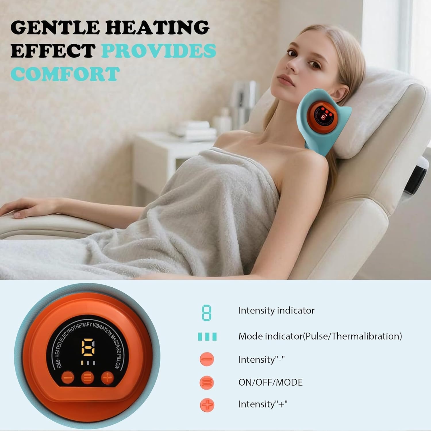 Draagbare Nekmassager met Warmte - Blauw - 33% Korting