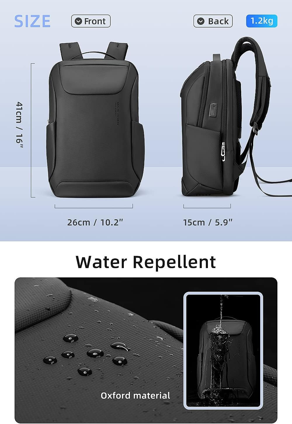 Herentas Laptoprugzak 15,6" - Waterdicht & Antislip - Zwart