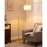Gouden Booglamp met Beige Linnen Kap | Verstelbaar | 34% Korting