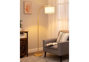 Gouden Booglamp met Beige Linnen Kap | Verstelbaar | 34% Korting
