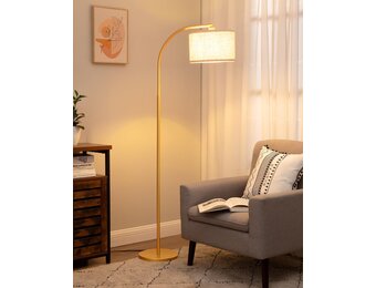 Gouden Booglamp met Beige Linnen Kap | Verstelbaar | 34% Korting