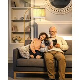 Gouden Booglamp met Beige Linnen Kap | Verstelbaar | 34% Korting