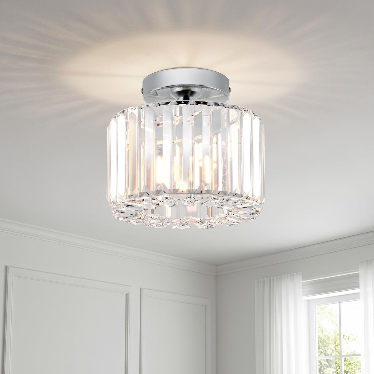 Zilver Kristal Plafondlamp Kroonluchter - 33% Korting