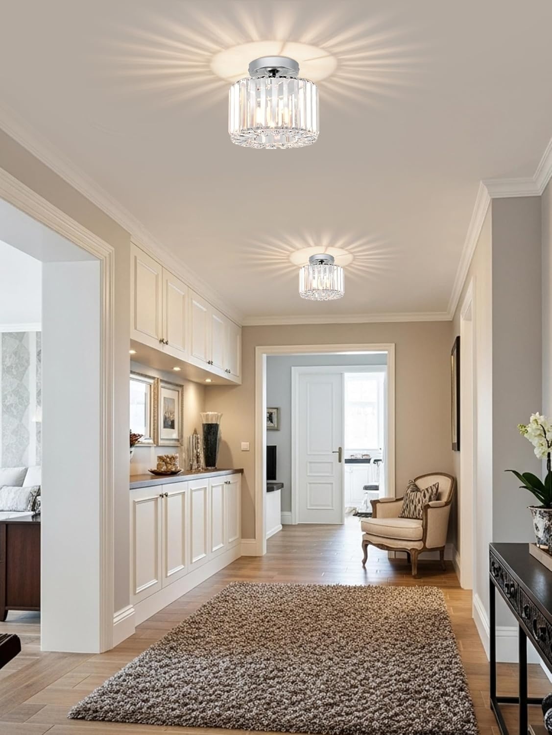 Zilver Kristal Plafondlamp Kroonluchter - 33% Korting