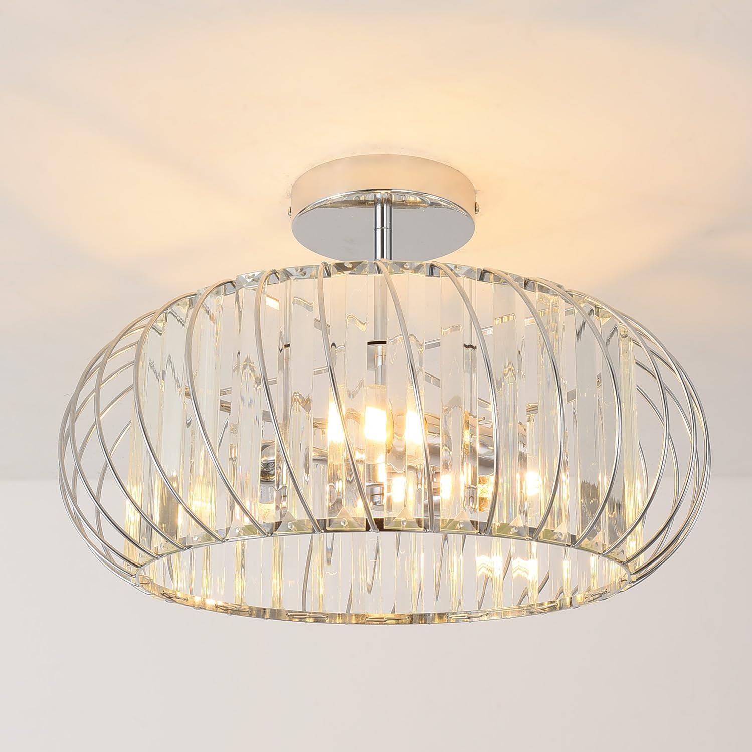 Zilver Kristal Plafondlamp Kroonluchter - 33% Korting