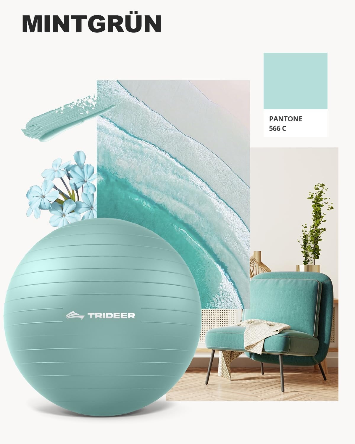 Groene Yogabal 65cm met Anti-burst | 32% Korting