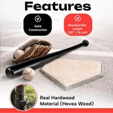Honkbalknuppel Hevea-hout 76cm - Zwart of Natuurlijk - 28% Korting