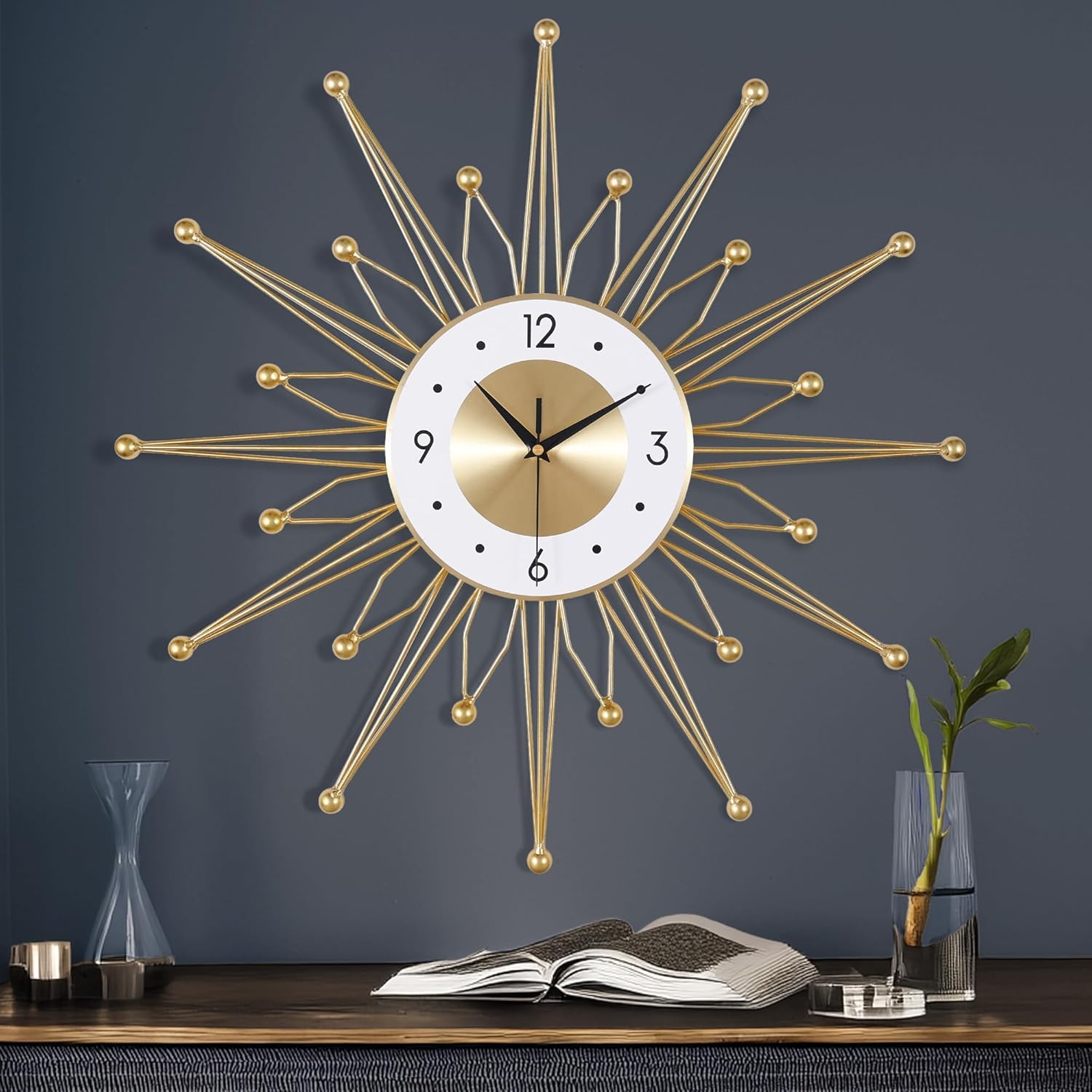 Gouden Wandklok Metaal 56 cm - Stille Werking
