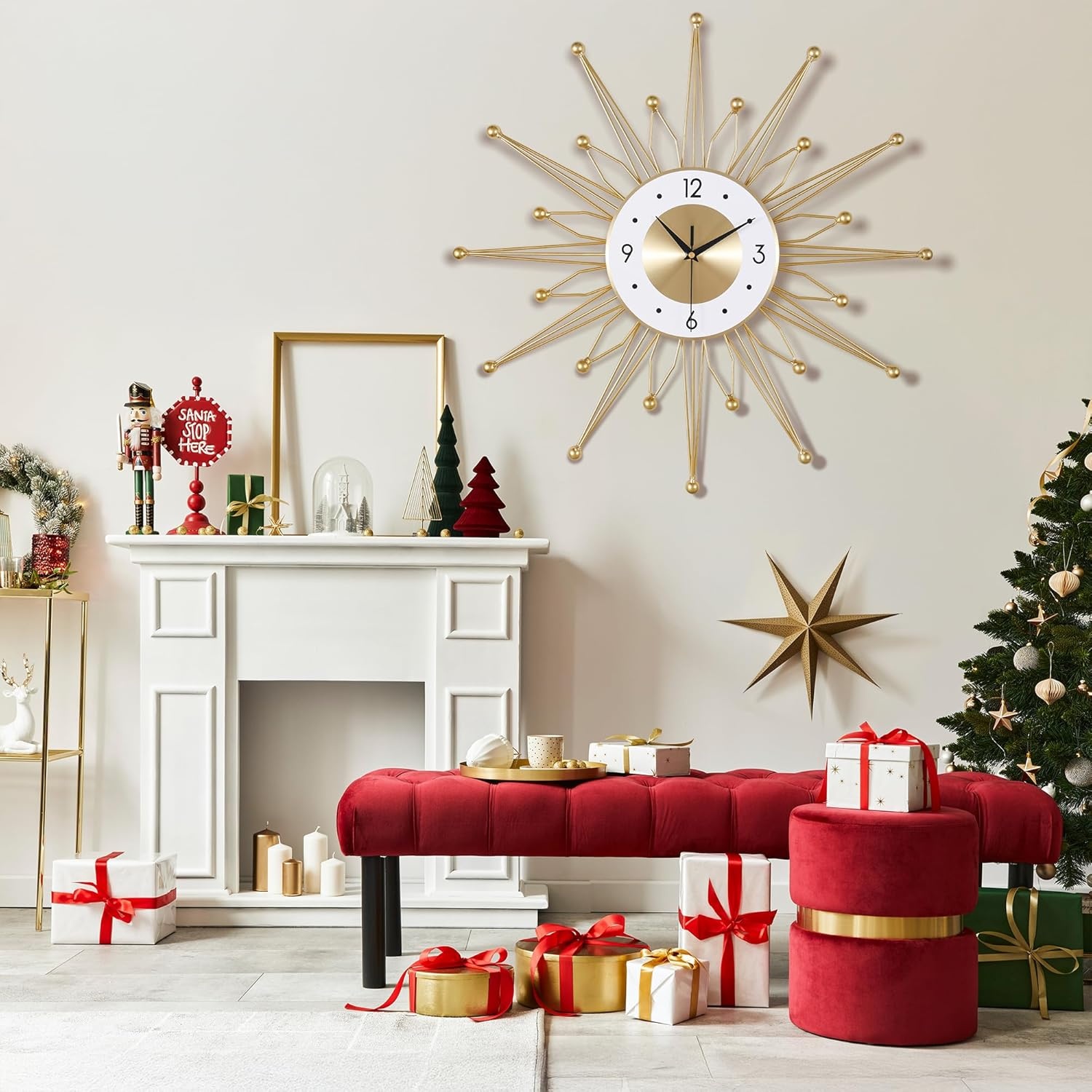 Gouden Wandklok Metaal 56 cm - Stille Werking