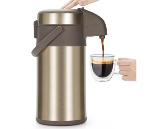 Thermoskan pomp 4L Goud RVS | 58% korting | 6u warm / 12u koud