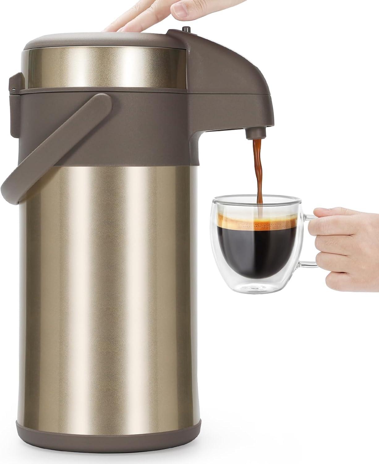 Thermoskan pomp 4L Goud RVS | 58% korting | 6u warm / 12u koud