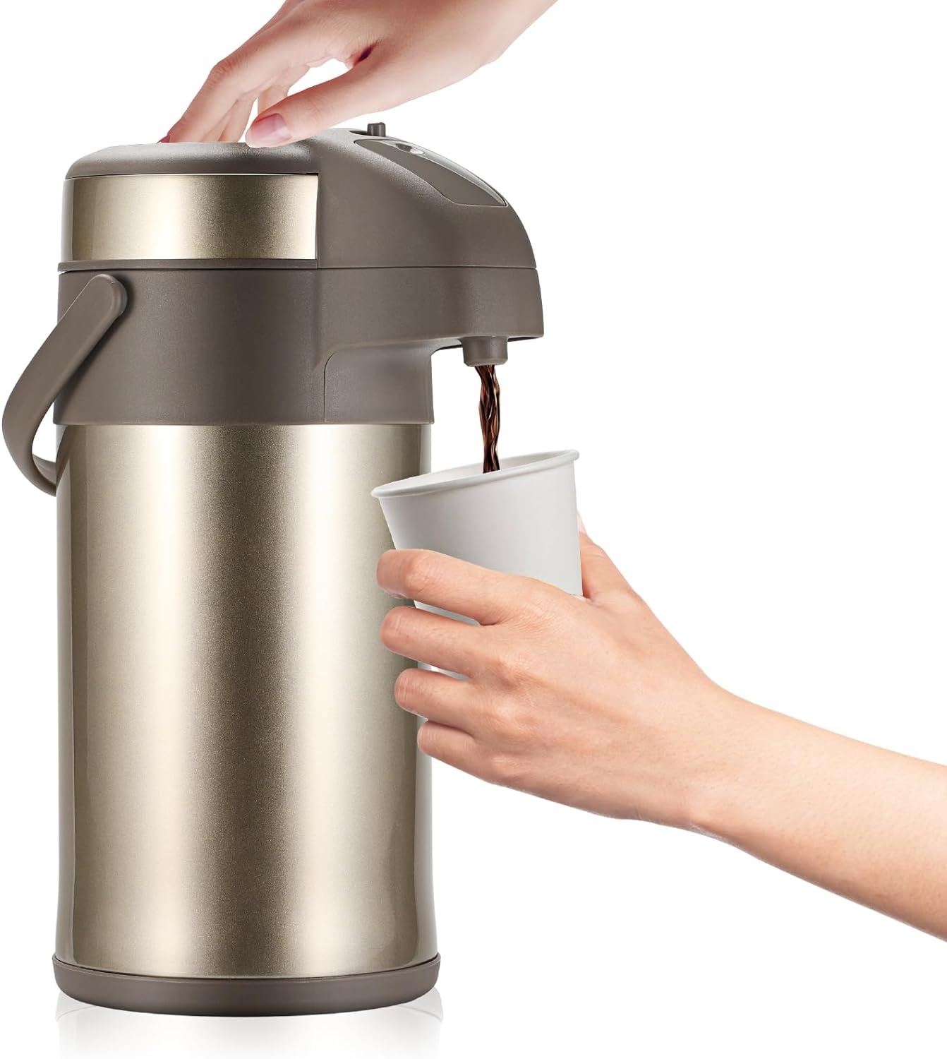 Thermoskan pomp 4L Goud RVS | 58% korting | 6u warm / 12u koud