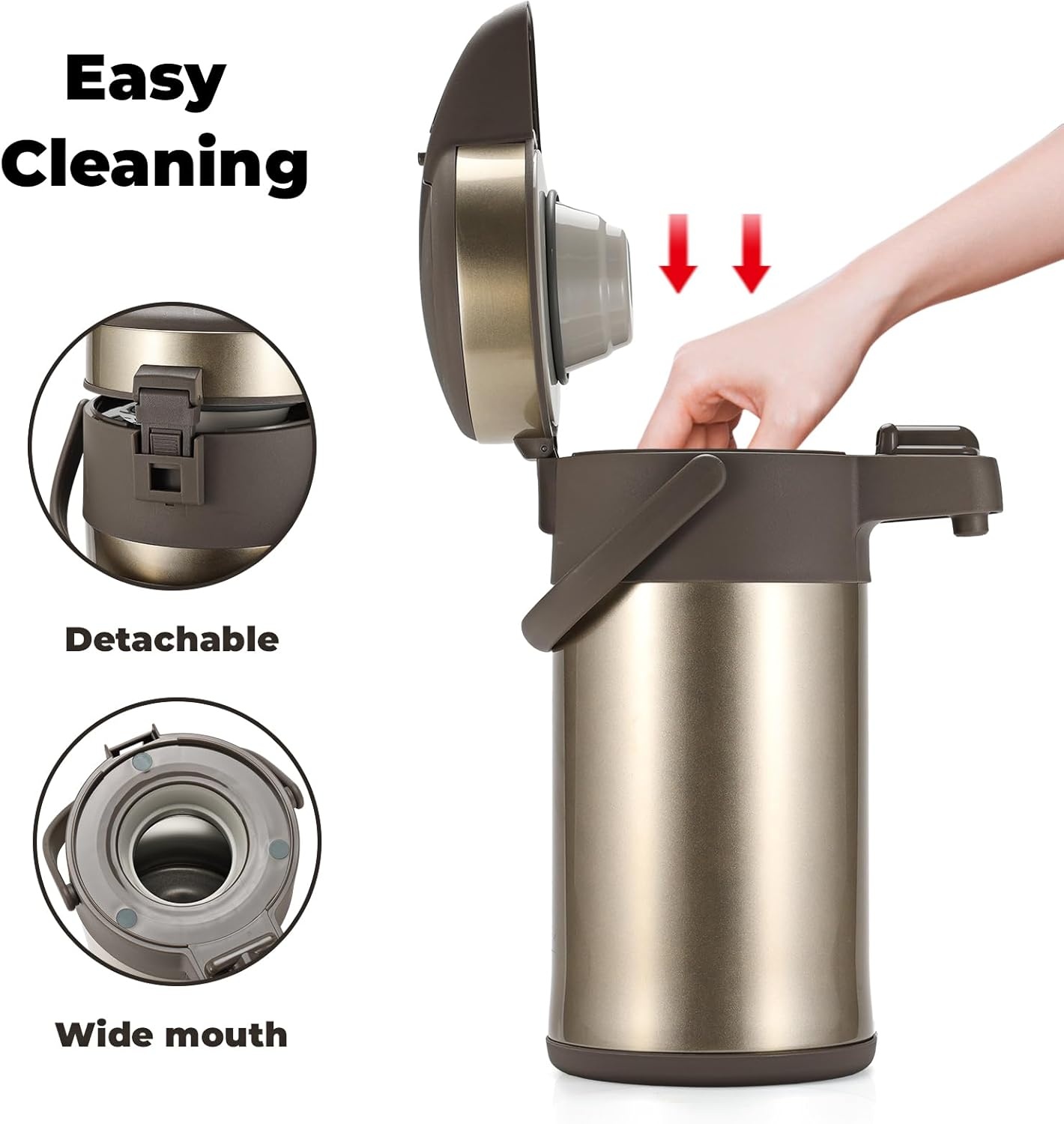 Thermoskan pomp 4L Goud RVS | 58% korting | 6u warm / 12u koud