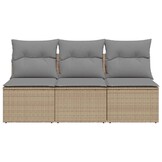 vidaXL Tuinbank 3-zits Poly Rattan Beige - 35% Korting