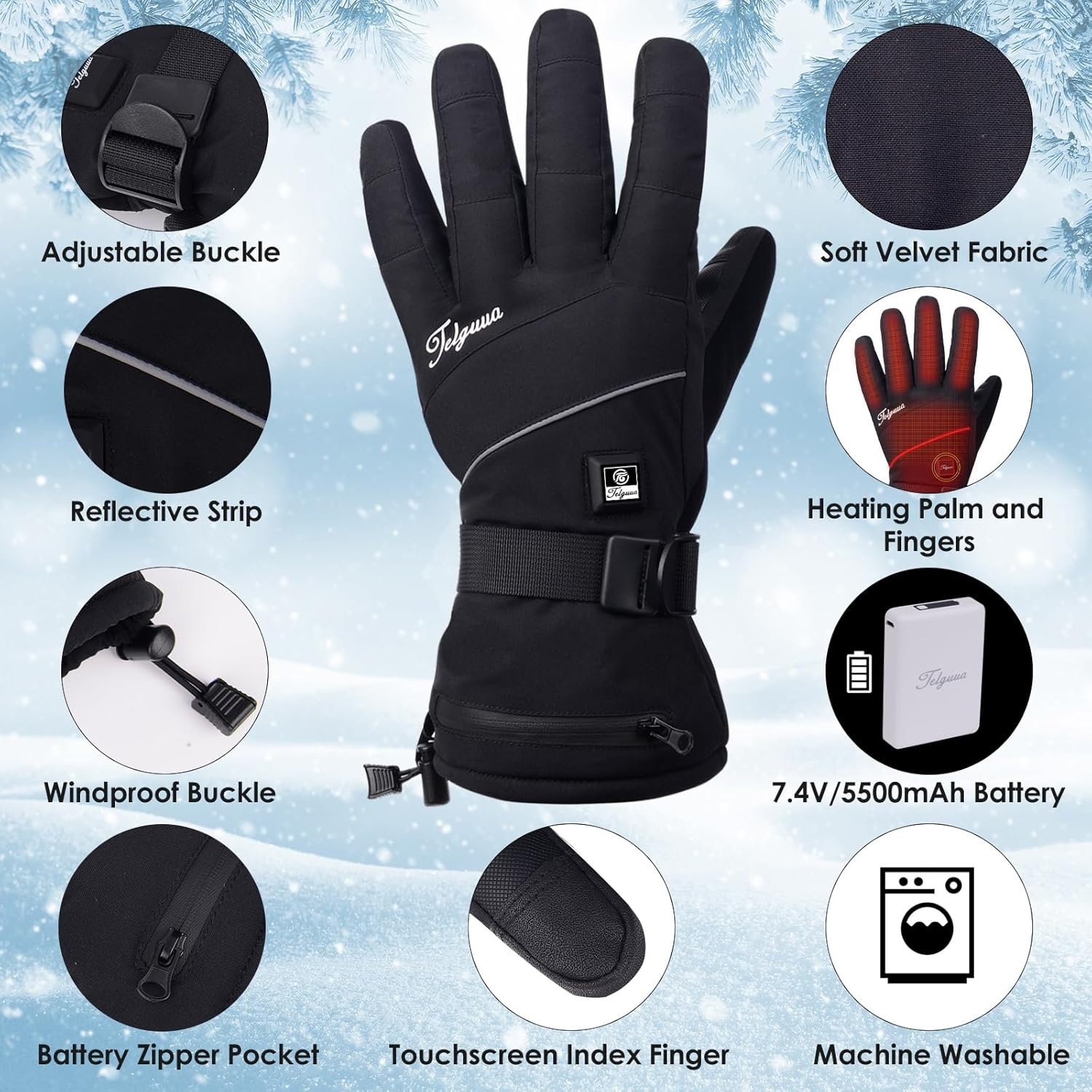 Verwarmde Handschoenen M | Touchscreen | Waterdicht | 7.4V Accu | 35% Korting