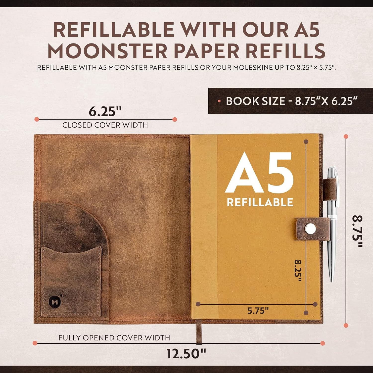 Leren Notitieboek A5 met Levensboom Reliëf & Pen - 42% Korting!