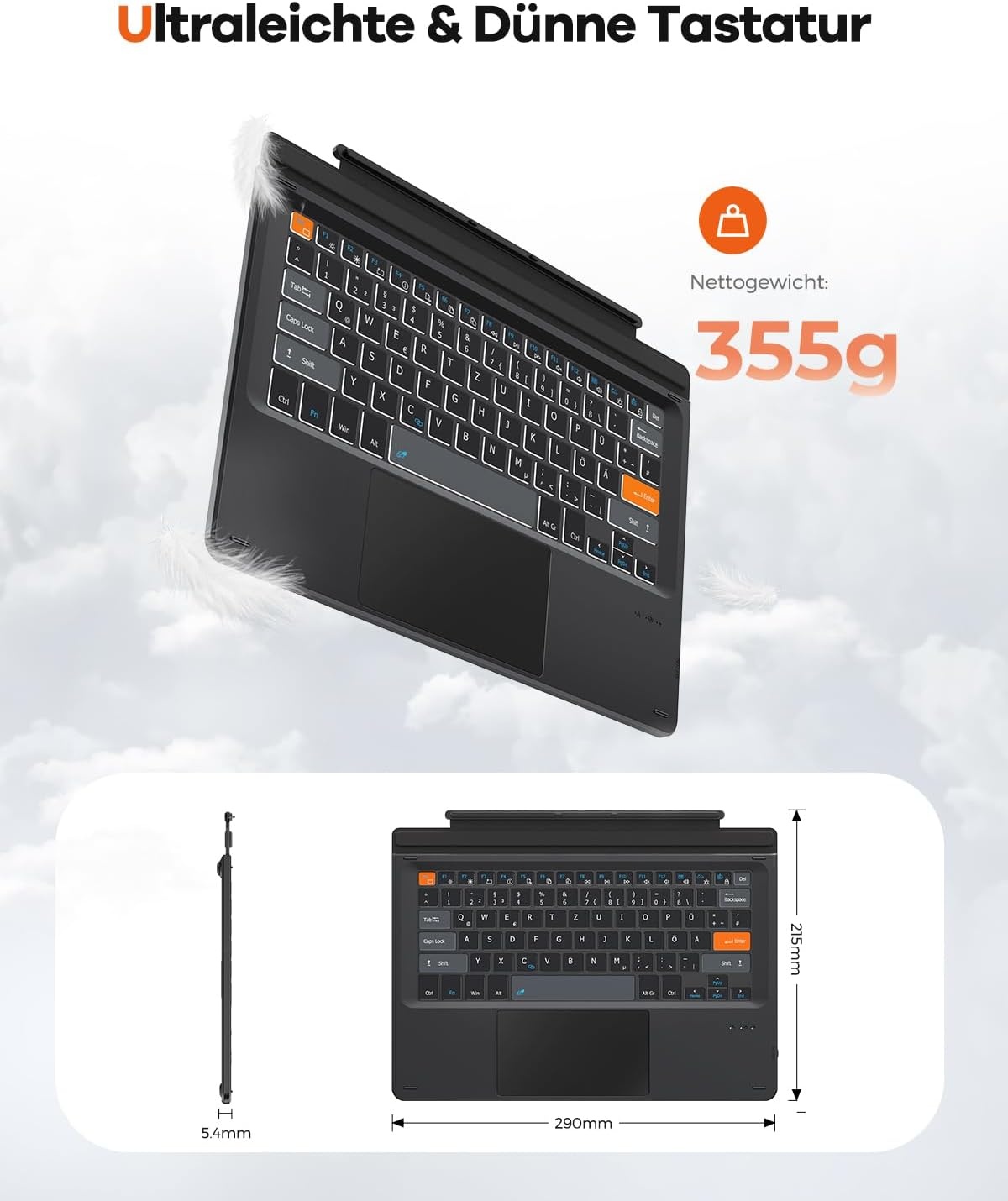QWERTZ Bluetooth Toetsenbord met Trackpad voor Surface Pro (29% Korting)