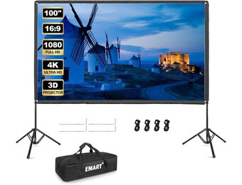 Draagbaar Projectorscherm 100" 16:9 HD 4K met Standaard - Kreukvrij & 29% Korting
