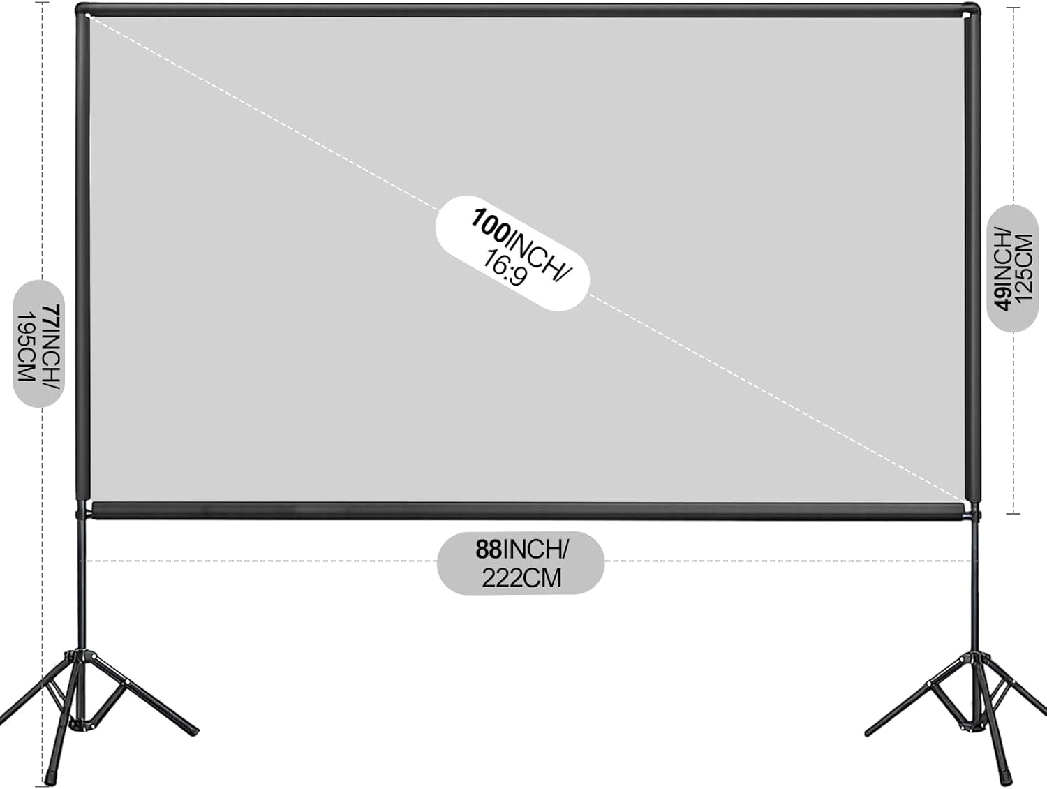 Draagbaar Projectorscherm 100" 16:9 HD 4K met Standaard - Kreukvrij & 29% Korting