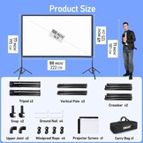 Draagbaar Projectorscherm 100" 16:9 HD 4K met Standaard - Kreukvrij & 29% Korting