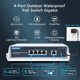 Waterdichte PoE Switch Buiten - 4-Poorts Gigabit (29% Korting)